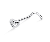 Hollow Heart Shaped Curved Nose Stud NSKB-1010